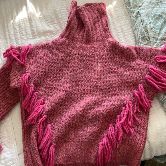 Something Navy Fringe Turtleneck Sweater - Picture 1 of 2